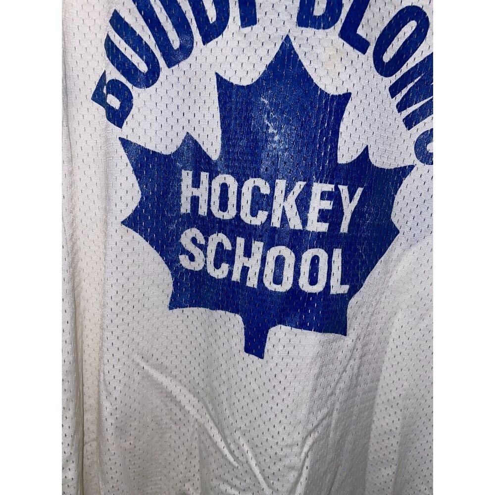 Vintage Buddy Bloms Hockey Jersey School White Red NHL Style 80s VTG 1980s L - Picture 5 of 12